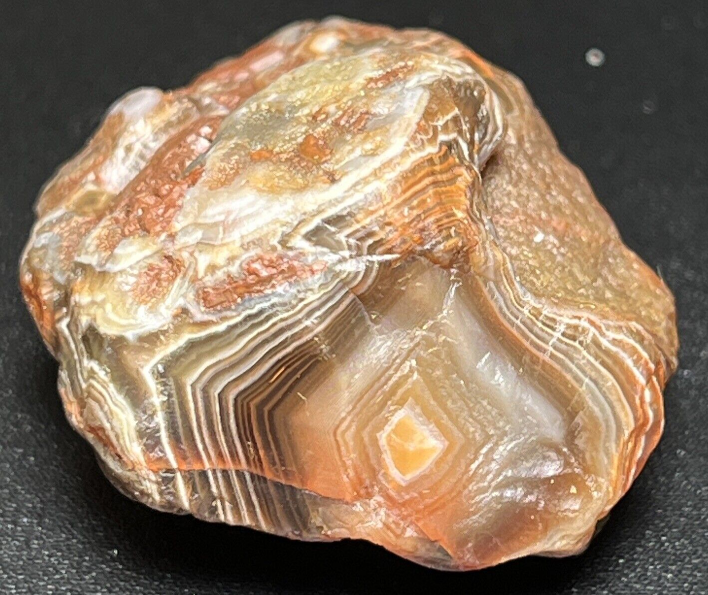 1.2 oz Classic Gemmy Fortification Lake Superior Agate. Mn State Gemstone.